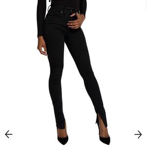 NWOT Good American High Waist Stretch Black Jean with Split Hem Sz 2 / 26